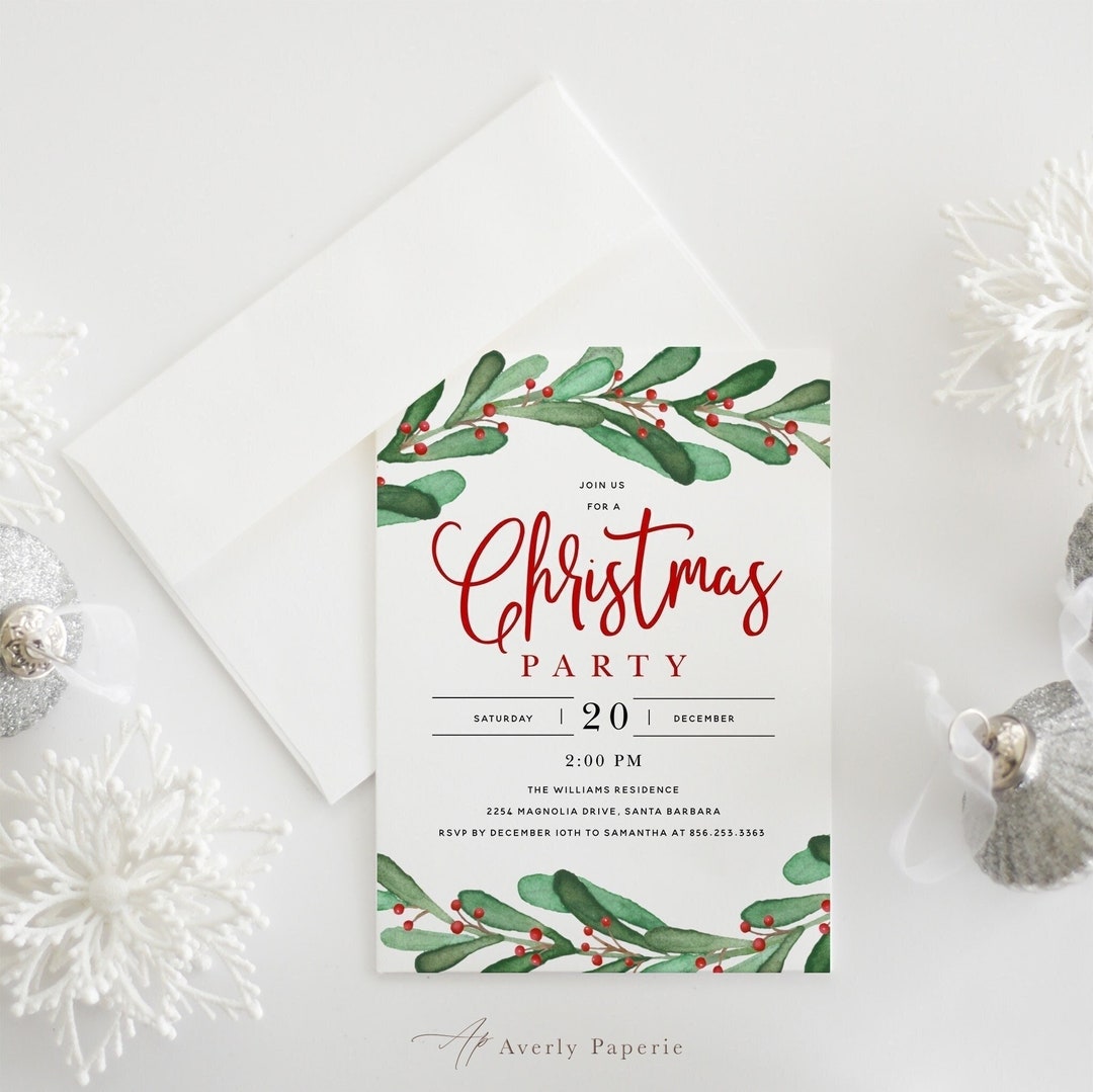 Editable Christmas Party Invitation, Printable Christmas Invitation ...