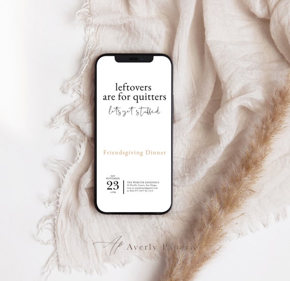 Friendsgiving Let's Get Stuffed Mobile Invite, Funny Friendsgiving or Thanksgiving Invitation, Friendsgiving Dinner Invite, Digital Download