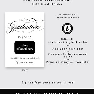 Graduation Gift Card Holder, Printable Graduation Gift Card Holder ...