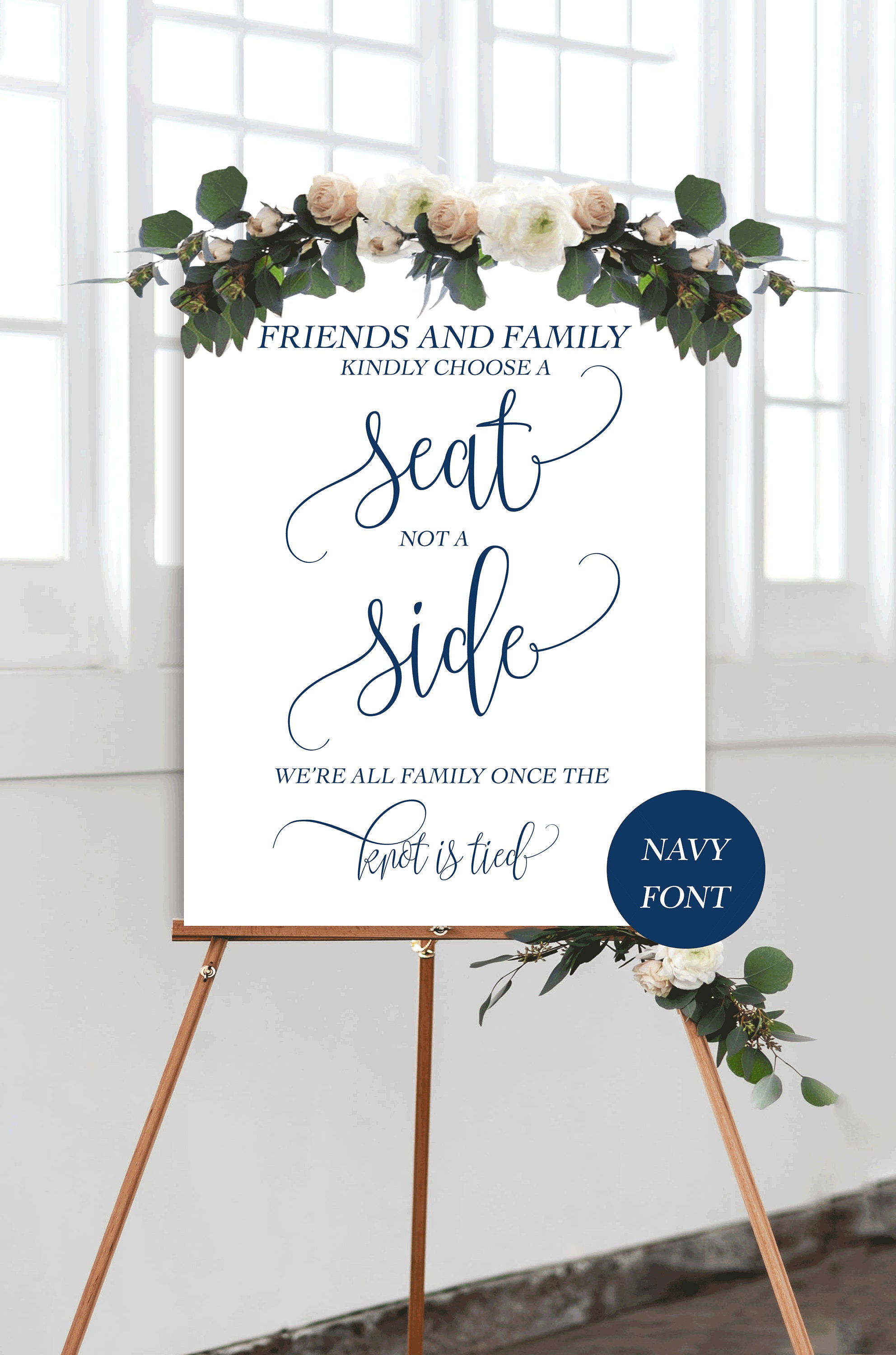 Navy Choose a Seat Not a Side Sign Pick a Seat Ceremony Sign