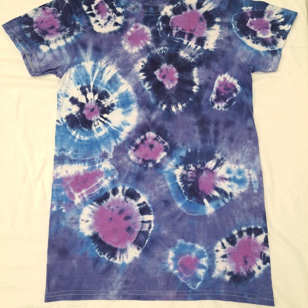 Boho Hippie Buy this one or pick colors. Blue and Purple Geo Tie Dye T Shirt. Gildan Unisex Size Medium T Shirt. Free Shipping In The US.