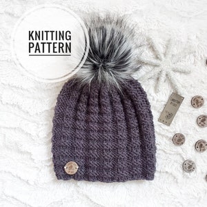 PDF File, The West Bay Beanie Pattern, Knitting Pattern, Knit Beanie Pattern, Ladies Knit Hat Pattern, Girls Knit Hat Pattern