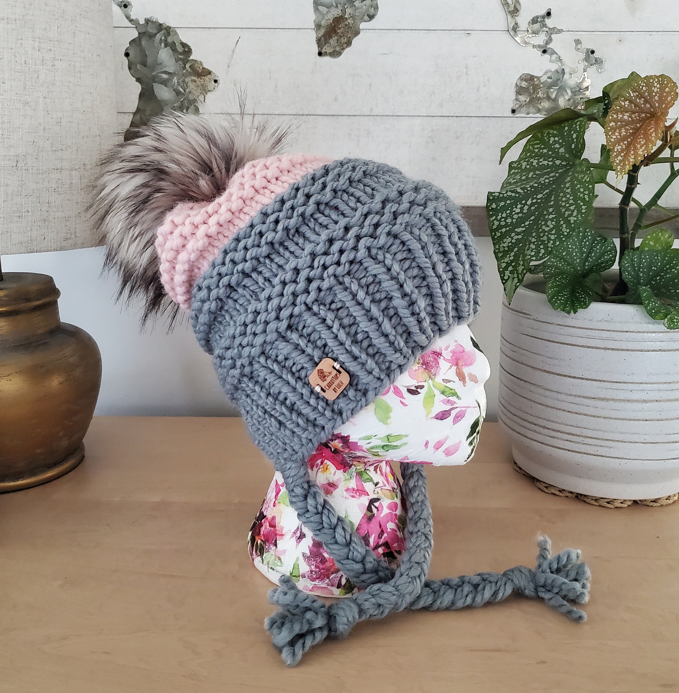 Knit Slouchy Beanie Pattern With Braids, the Hiker Hat (PDF Pattern) - Etsy