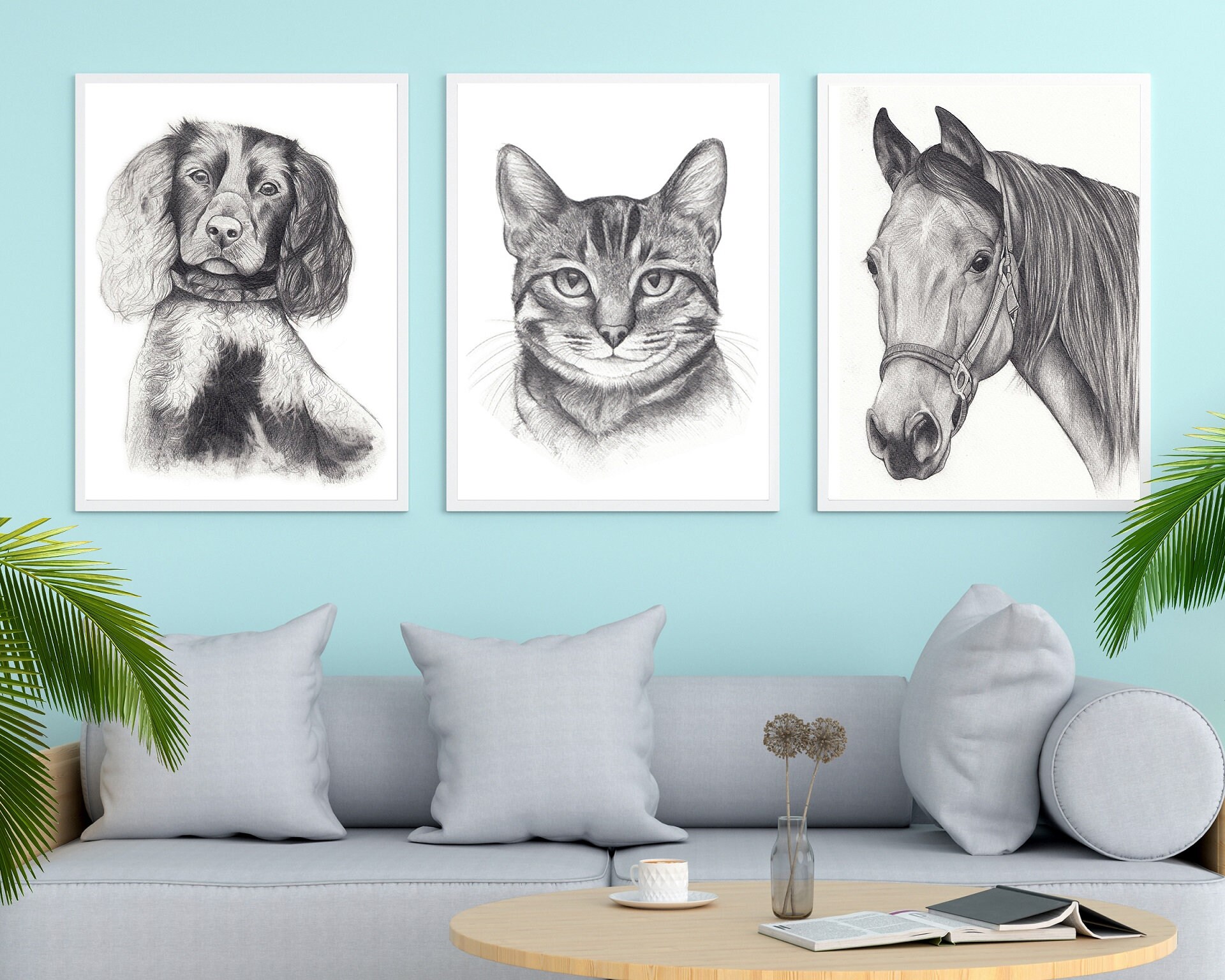 Pet Portrait Drawing Custom Pet Portrait Animal Portrait Etsy UK