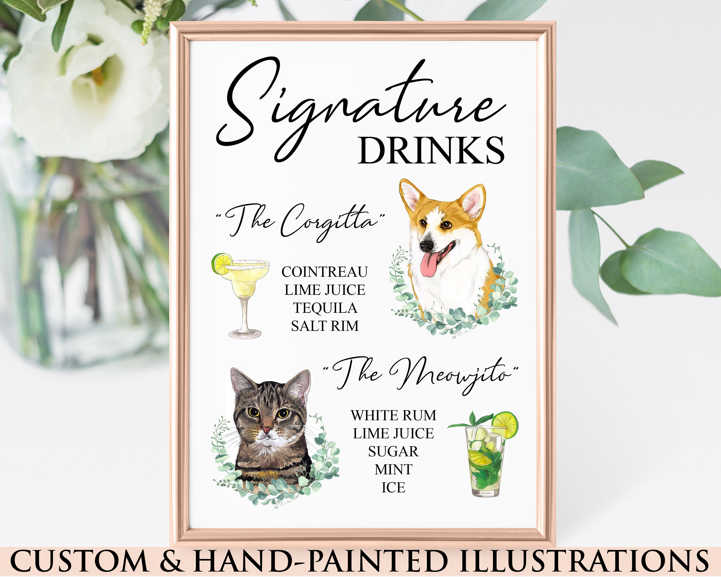 Pet Signature Drink Sign Wedding, With Pet, Dog, Dog Cocktail