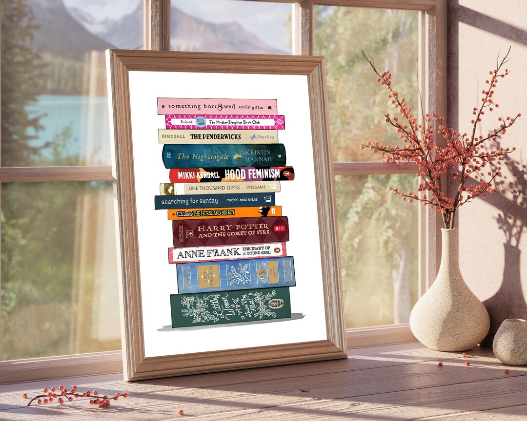 CUSTOM BOOK STACK Print: Personalised Book Spine Painting, Digital Book ...