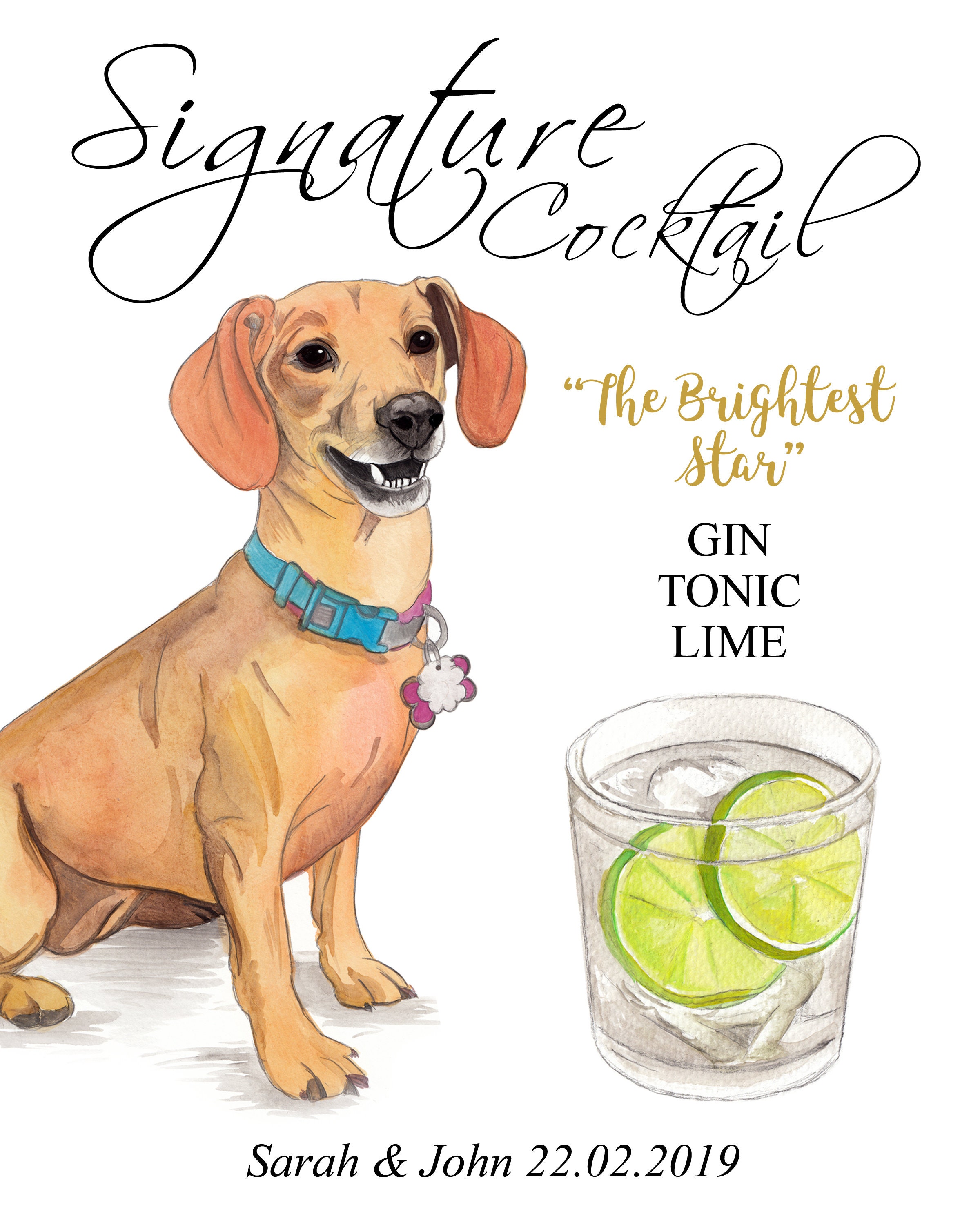 Pet Signature Drink Sign for Wedding Bar Signature Cocktail | Etsy
