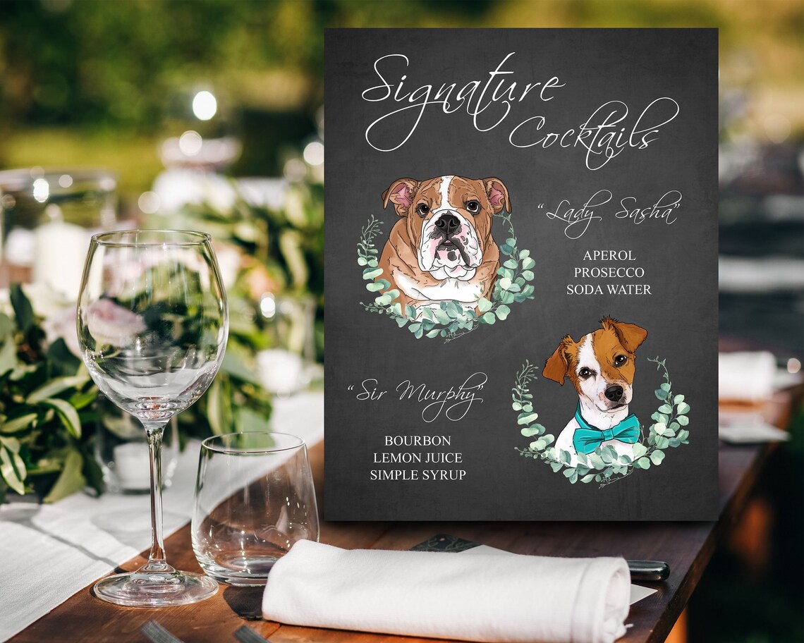 Custom Pet Drink Sign Signature Cocktail Sign with Pet Etsy