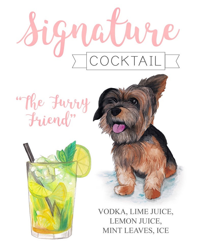 Signature Drinks with Pet Wedding Signature Cocktail Sign | Etsy