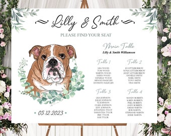 Custom Wedding Seating Chart with Pet, Wedding Table Plan with Pet, Wedding Sign, Find Your Seat, Our Humans are Getting Married