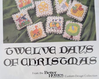 12 Days of Christmas Vintage 1980 Craft Kit for Needlecraft Ornaments or Wall Hanging 5" Finished Squares Better Homes & Gardens #22968