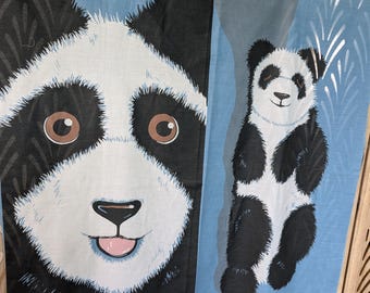 Kids Kushions Brand Giant Panda Bear Cub Cotton Craft Sewing Panel 45" x 45" Unwashed