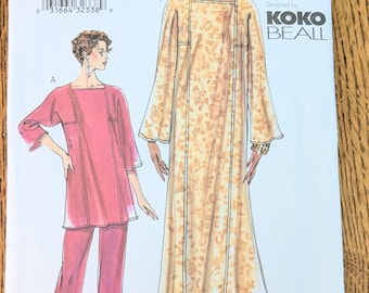 Vintage 2001 Koko Beall Designer Vogue Pattern 7335 Misses Sizes 14-16-18 Caftan Top Pants Loungewear Casual Maxi Uncut Pattern