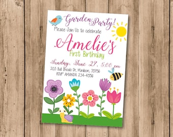 Floral Garden Party Invitation | Spring Flower Party | Editable Birthday Invite | Canva Template | Instant Download