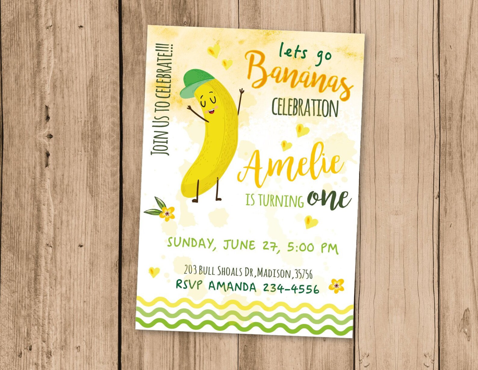 Banana party birthday invitation Banana invite Summer party Etsy