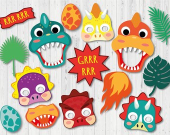 Dinosauriefestrekvisita Dinosauriefödelsedagsfotobås Dinosauriefestbakgrund Små dinosaurierekvisita utskrivbara Baby-dinosauriefödelsedagsdekorationer - DIGITALT