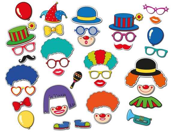Clown Party Props Printable Carnival Party Photo Booth Props 0373 Circus Party Digital PhotoBooth Props Circus Clown Photo Booth Props