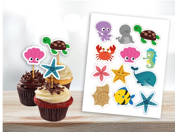 Under The Sea Cake Toppers Sea Creatures Printable Topper Etsy