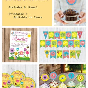 Floral Garden Party Invitation | Spring Flower Party | Editable Birthday Invite | Canva Template | Instant Download image 3