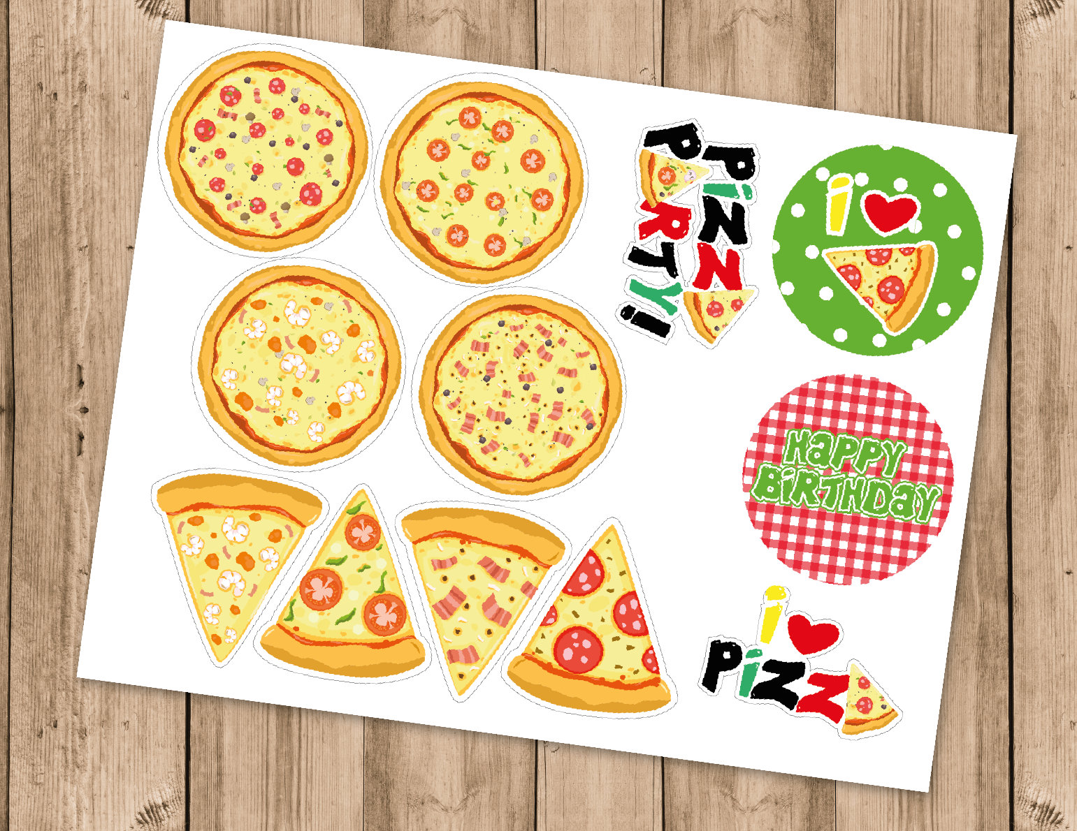 Pizza cake topper Pizza party supply Pizza cupcake topper Etsy
