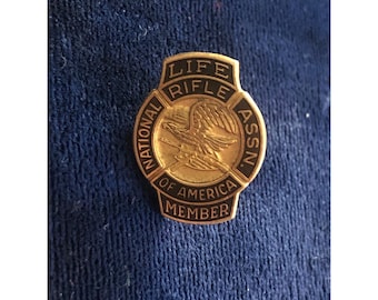 Vieux Pin's NRA Life Member – Insigne Bronze, Vintage, Fabriqué Aux USA