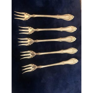 Set Of 5 Antique 1880  Pierpoint Mfg Co Silver Plated Dessert Forks Elegant Flatware
