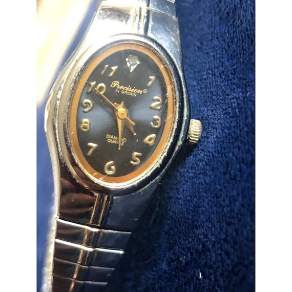 【高級時計グリュエン】Precision by Gruen クォーツ レディース Vintage Gruen Precision Diamond Quartz Ladies Watch Black Dial