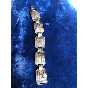 Vintage French Paris Landmark Bracelet With Eiffel Tower Arc De Triomphe & Notre Dame