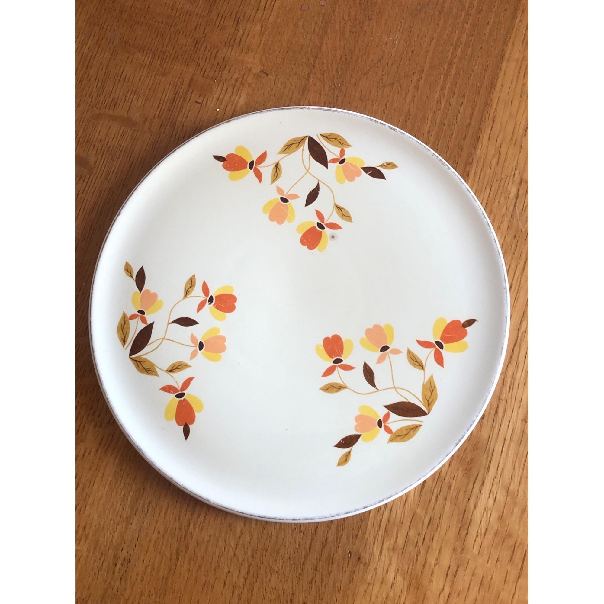 Orange flowers vintage dinner plates - Etsy 日本