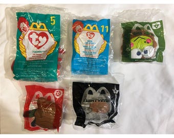 Collection of 5 McDonald's happy meal toys.