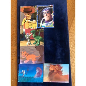 Set de 6 tarjetas coleccionables de Disney Toy Story y El Rey León de SkyBox. Recuerdos de películas animadas de 1994.