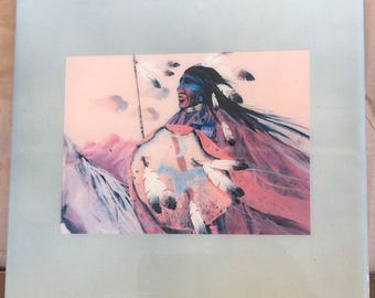 Jim Prindiville Southwest Native American Warrior Art Tile 8"x8" Made In USA