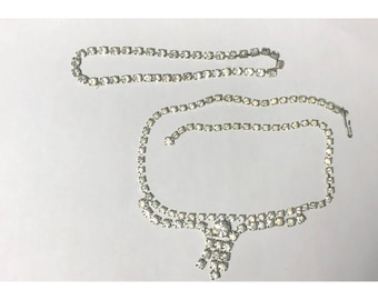 Vintage Rhinestone Necklace & Bracelet Set With Silver-Tone Finish
