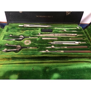 Vintage Frederick Post 1035 Drafting Tool Set With Case - Incomplete Compass Divider Set For Precise Drawing & Measurement