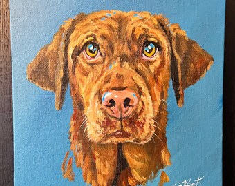 Pet Portrait Art By Dino Benvenuti, Custom and Personalized, Dog or Cat Hand Painted by Artist in Acrylic Paint on 8x10 Canvas Panel