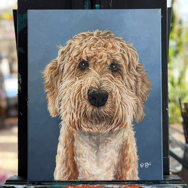 Dog Pet Portrait Hand-Painted By Artist Dino Benvenuti From Photos In Acrylic Paint On Canvas, Custom Pet Art, Gift, Multiple Sizes