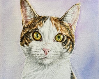 Custom Pet Portrait, Hand-Painted By Professional Artist Dino Benvenuti From Photos In Watercolor, Dog or Cat Art, Multiple Sizes