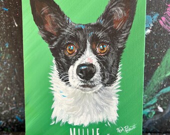 Dog Pet Portrait Hand-Painted From Photos In Acrylic Paint on Canvas Panel, Custom Art, Gift, Multiple Sizes