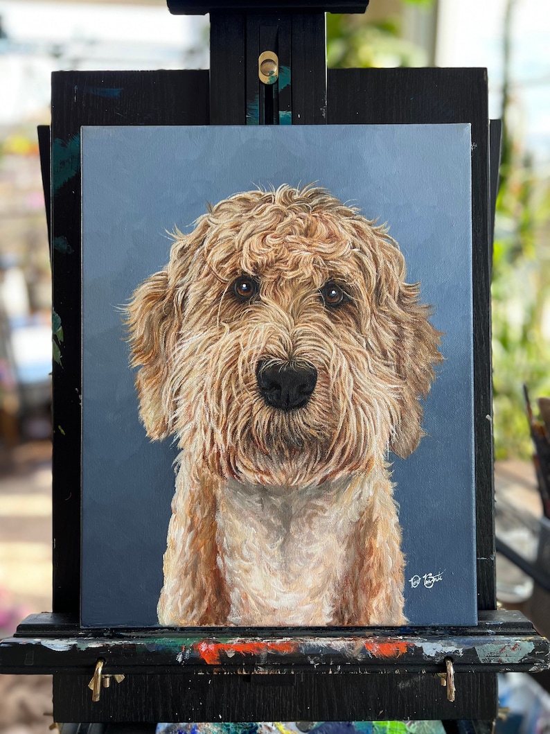 Dog Pet Portrait Hand-Painted By Artist Dino Benvenuti From Photos In Acrylic Paint On Canvas, Custom Pet Art, Gift, Multiple Sizes image 1