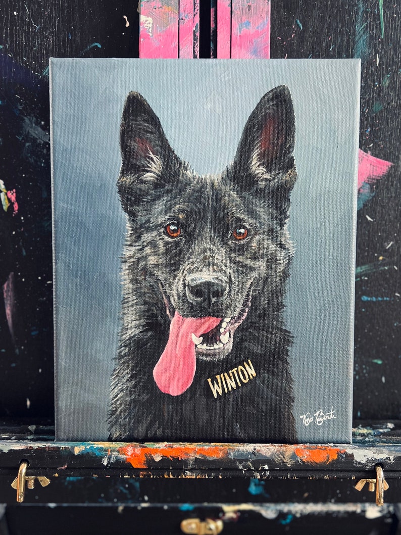 Dog Pet Portrait Hand-Painted By Artist Dino Benvenuti From Photos In Acrylic Paint On Canvas, Custom Pet Art, Gift, Multiple Sizes image 7
