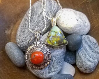 Sterling Silver & Turquoise Tibetan Amulet Necklace | Handmade in Nepal