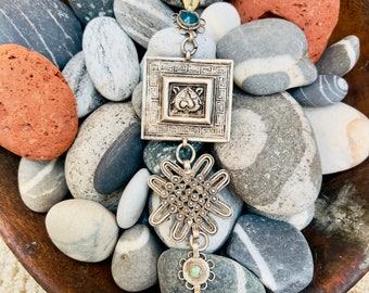 Antique (Vintage) Tibetan Exquisite Silver Pendants on Fiber Cord