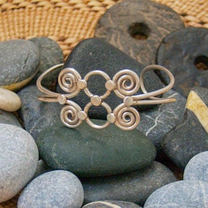 Sterling Silver (Solid) Double Tribal Spirals Bracelet | Handmade in Nepal