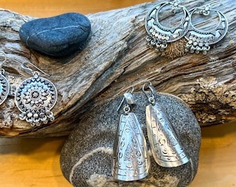 Sterling Silver Tribal Indian Earrings (3 Styles) | Made in Nepal