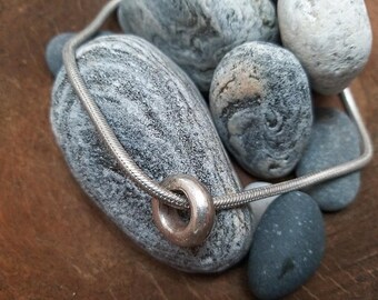 Sterling Silver (Solid) African Trade Bead & Snake Chain (Thick) Necklace | Handmade in Nepal