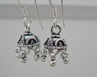 Sterling Silver Indian Hanging Jewels Earrings | Handmade in Nepal