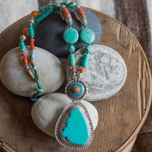 Tibetan Silver Turquoise & Coral Necklace | Handmade in Nepal