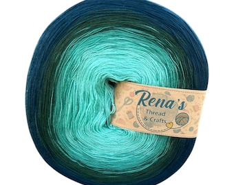 Twin Lagoon, Polyester Gradient Yarn 4PL, Mandala Yarn,  Self Striping Yarn, Knitting gifts, Crocheter gift, Ombre Yarn