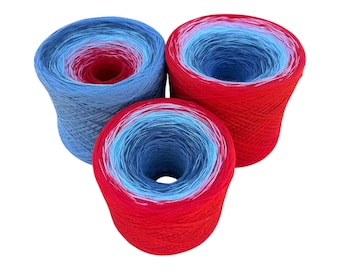 New Patriot, Gradient Cake Yarn, Cotton Natural Fiber Yarn, Fingering Weight, Yarn for Crochet, knit and weaving. Ready To Ship