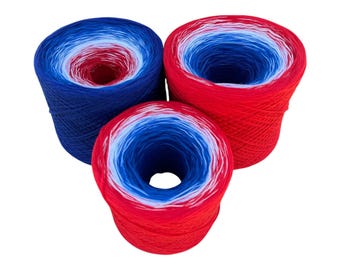 Freedom, Gradient Cake Yarn, Cotton Natural Fiber Yarn, Fingering Weight, Yarn for Crochet, knit and weaving. Ready To Ship